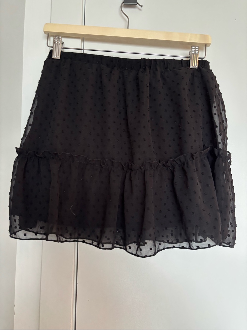 Vintage Black Tiered Dot Ruffle Mini Skirt